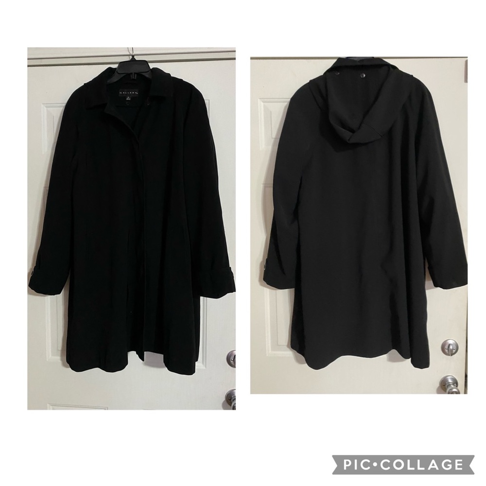 Gallery Black Trench With Detachable Hoodie is a size XL.